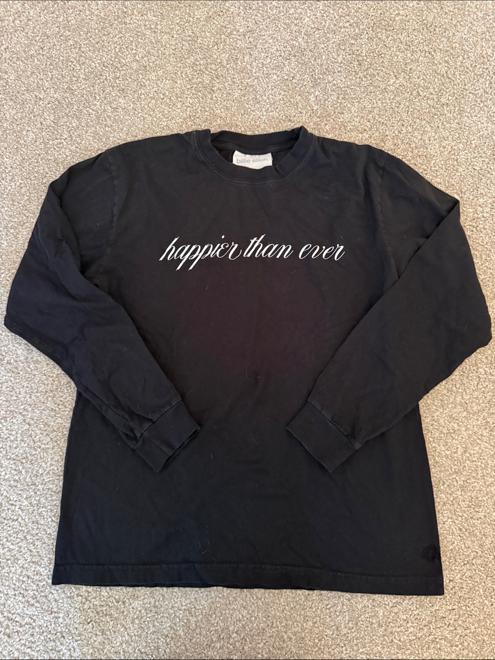 Black "Happier Than Ever" Long-Sleeve Crewneck Sweatshirt